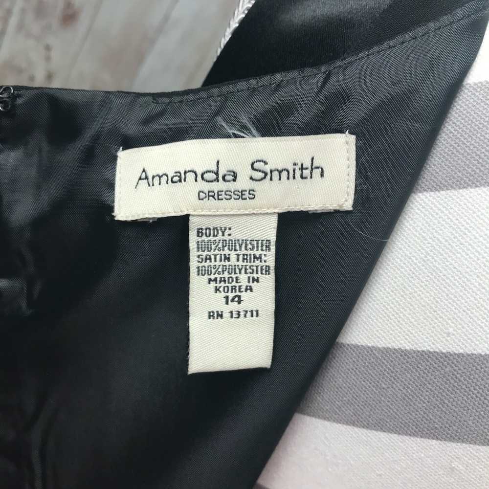 Amanda Smith satin trim black sheath sz 14 - Picture 7 of 8